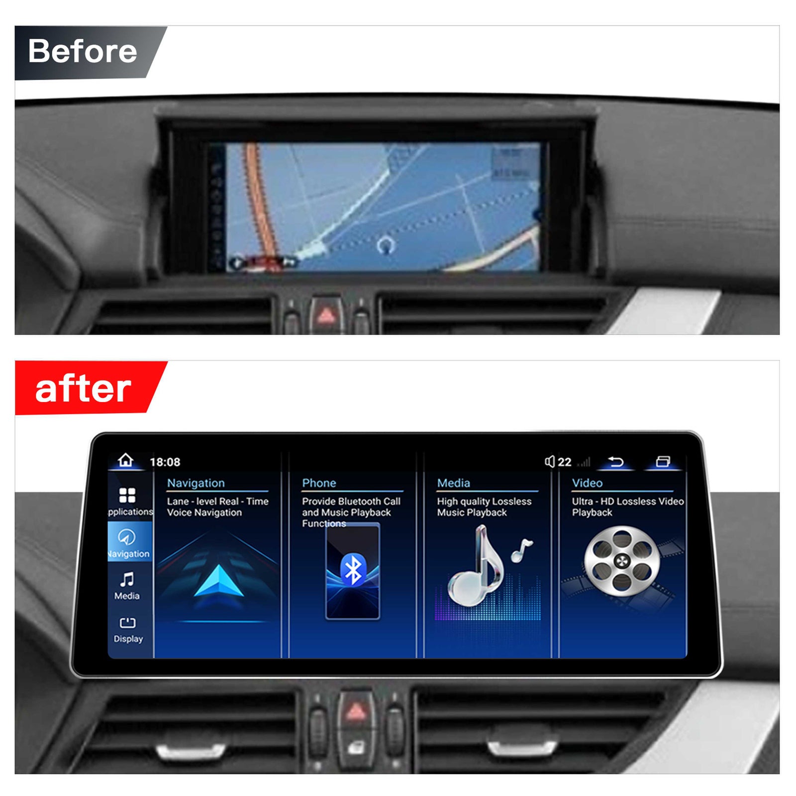 Ultra Narrow 12.8 Inch QLED Upgrade Car Stereo for BMW Z4 E89 2009-2016 | CIC | CarPlay Touchscreen HD 2400x900 Zinc Alloy Frame