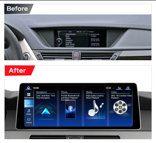 Ultra Narrow 12.8 Inch QLED Upgrade Car Stereo for BMW X1 E84 2009-2015 | CIC | CarPlay Touchscreen HD 2400x900 Zinc Alloy Frame