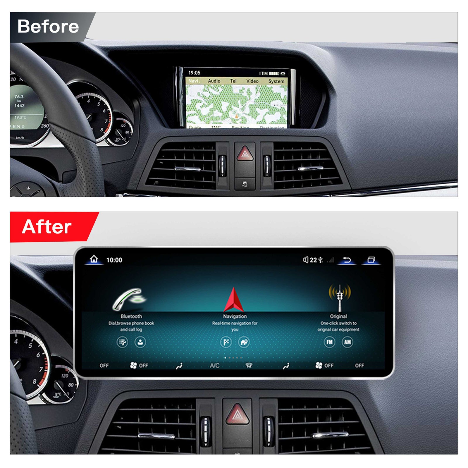 Ultra Narrow 12.8 Inch QLED Upgrade Car Stereo for Mercedes-Benz E-Class Coupe/Cabriolet A207 C207 | NTG 4.0 (10-Pin) 2009-2012 & NTG 4.5/4.7 (4-Pin) 2013-2015 & NTG 5.0/5.1 (4-Pin) 2015-2017 | CarPlay Touchscreen HD 2400x900 Zinc Alloy Frame