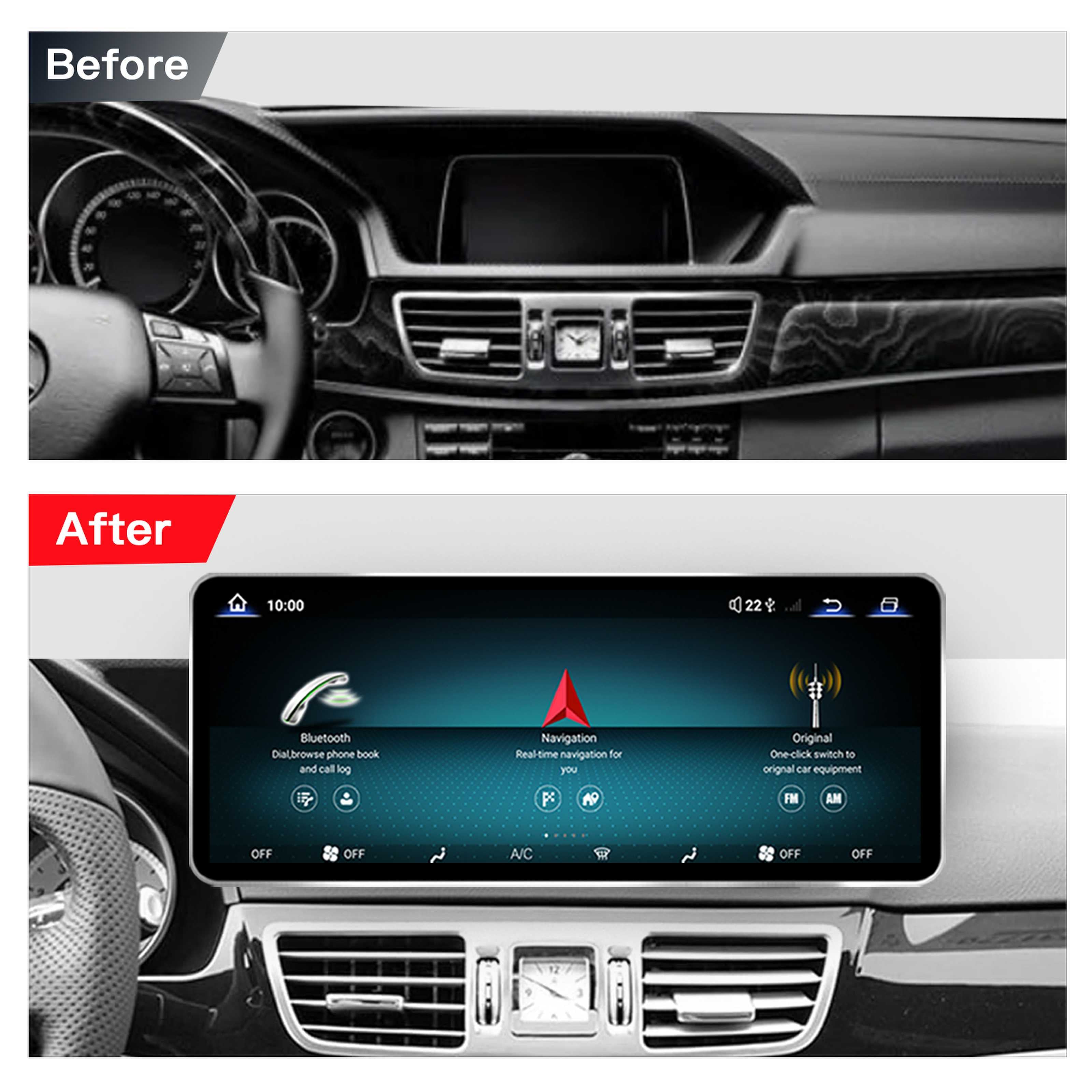 12.8 Inch QLED Upgrade Car Stereo for Mercedes-Benz E-Class W212 Sedan / S212 Estate | NTG 4.0 (10-Pin) 2008–2011 & NTG 4.5/4.7 (4-Pin) 2012–2015 & NTG 5.0/5.1 (4-Pin) 2015–2016 | Wireless CarPlay Android Auto HD 2400x900 Zinc Alloy