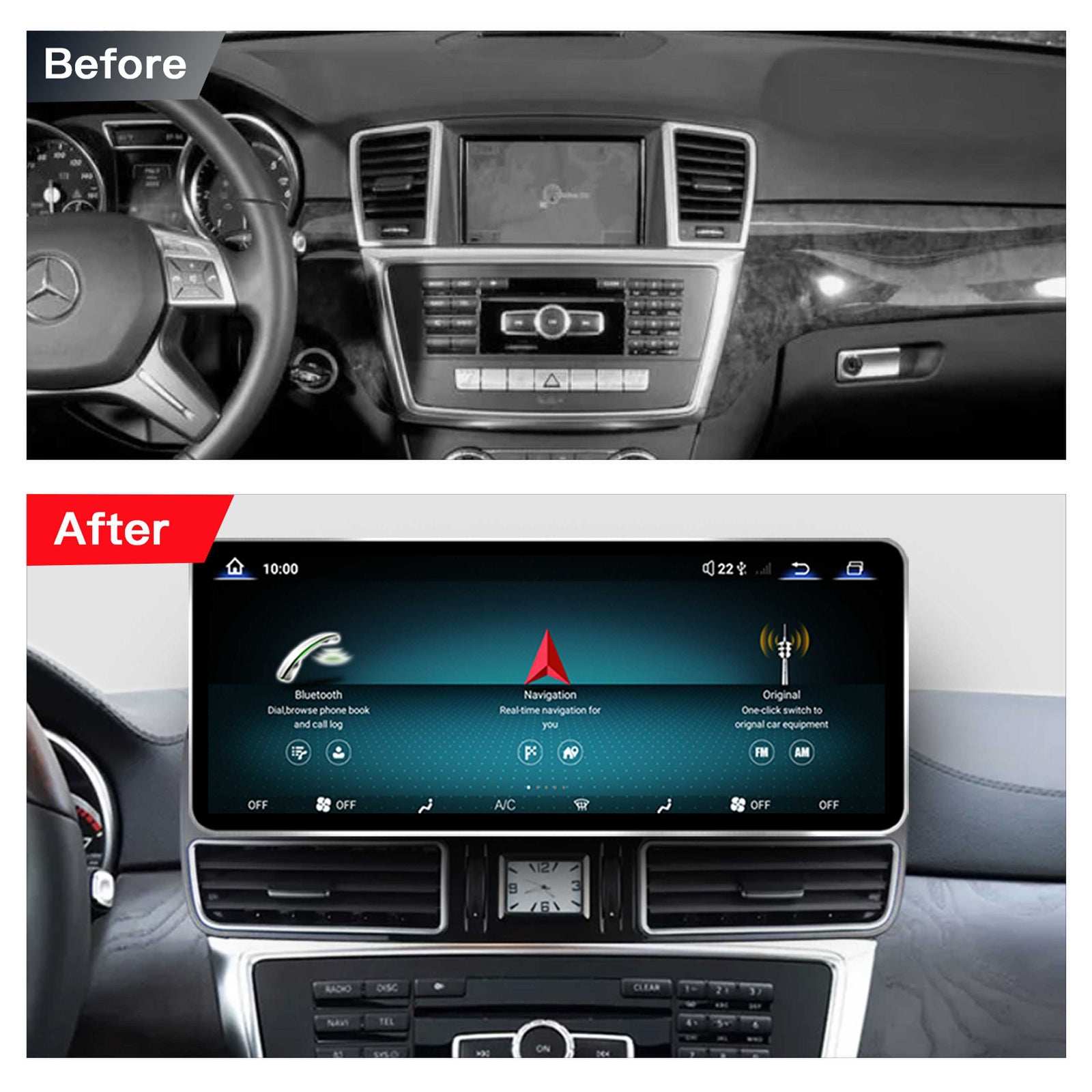 12.8 Inch QLED Upgrade Car Stereo for Mercedes-Benz ML/GL W166/X166 | NTG 4.5/4.7 (4-Pin) 2012–2015 | Wireless CarPlay Android Auto HD 2400x900 Zinc Alloy