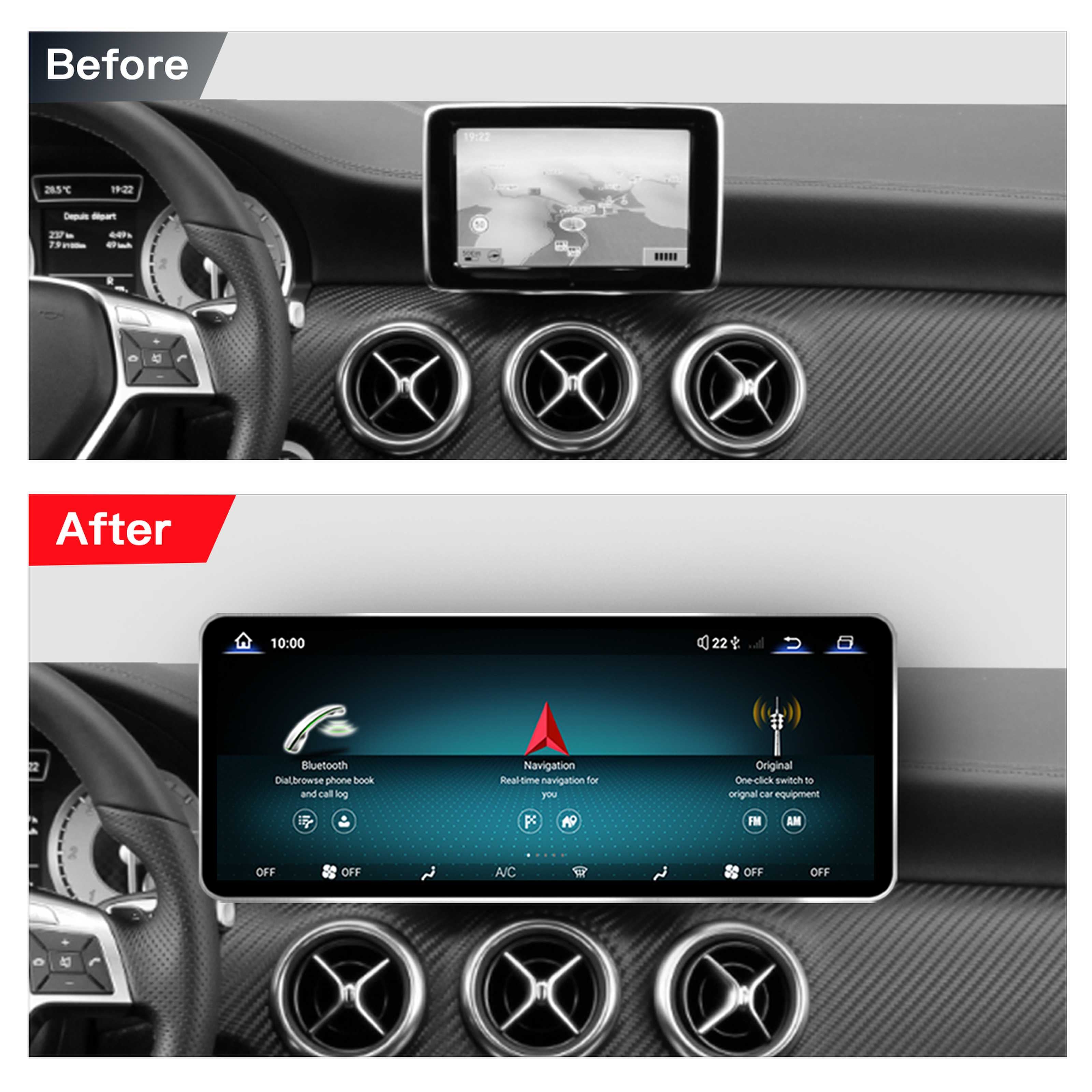 12.8 Inch QLED Upgrade Car Stereo for Mercedes-Benz A-Class W176 / CLA C117 X117 / GLA X156 | NTG 4.5/4.7 (2013–2015) & NTG 5.0/5.1 (2016–2018) | Wireless CarPlay Android Auto HD 2400x900 Zinc Alloy