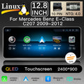 Ultra Narrow 12.8 Inch QLED Upgrade Car Stereo for Mercedes-Benz E-Class Coupe/Cabriolet A207 C207 | NTG 4.0 (10-Pin) 2009-2012 & NTG 4.5/4.7 (4-Pin) 2013-2015 & NTG 5.0/5.1 (4-Pin) 2015-2017 | CarPlay Touchscreen HD 2400x900 Zinc Alloy Frame