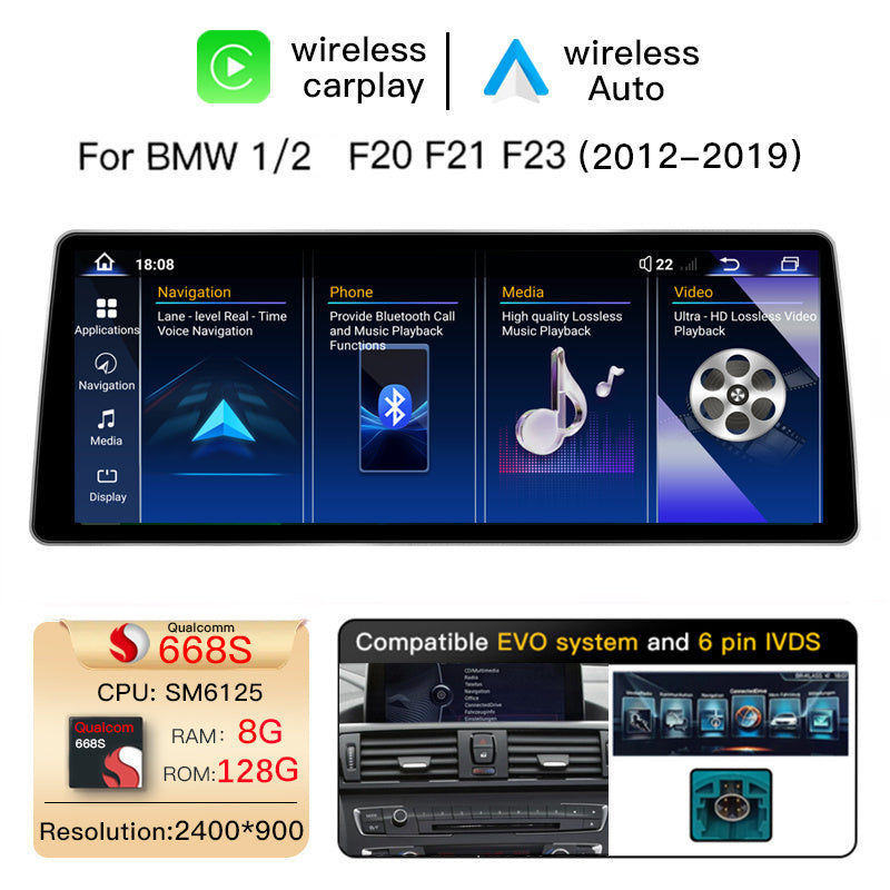 BMW 1/2 Series F20 F21 F22 F23 (2011-2019) 12.8" QLED Screen Upgrade | Snapdragon Android / Linux | NBT & EVO | Wireless CarPlay & Android Auto