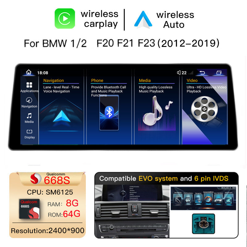 BMW 1/2 Series F20 F21 F22 F23 (2011-2019) 12.8" QLED Screen Upgrade | Snapdragon Android / Linux | NBT & EVO | Wireless CarPlay & Android Auto
