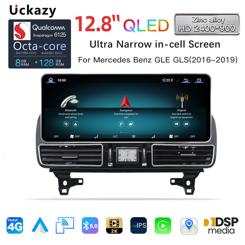 12.8 Inch QLED Car Stereo Upgrade for Mercedes-Benz GLE-Class W166 GLC-Class X253 2016-2018 NTG 5.0 5.1 - Wireless CarPlay Android Auto
