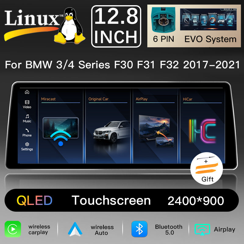 BMW 3/4 Series F30 F31 F32 (2012-2019) 12.8" QLED Screen Upgrade | Snapdragon Android / Linux | NBT & EVO | Wireless CarPlay & Android Auto