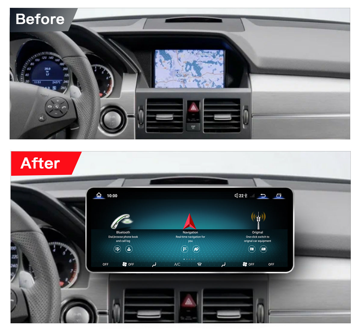 12.8 Inch QLED Car Stereo Upgrade for Mercedes-Benz GLK-Class X204  NTG 4.0 4.5 - Wireless CarPlay Android Auto 
